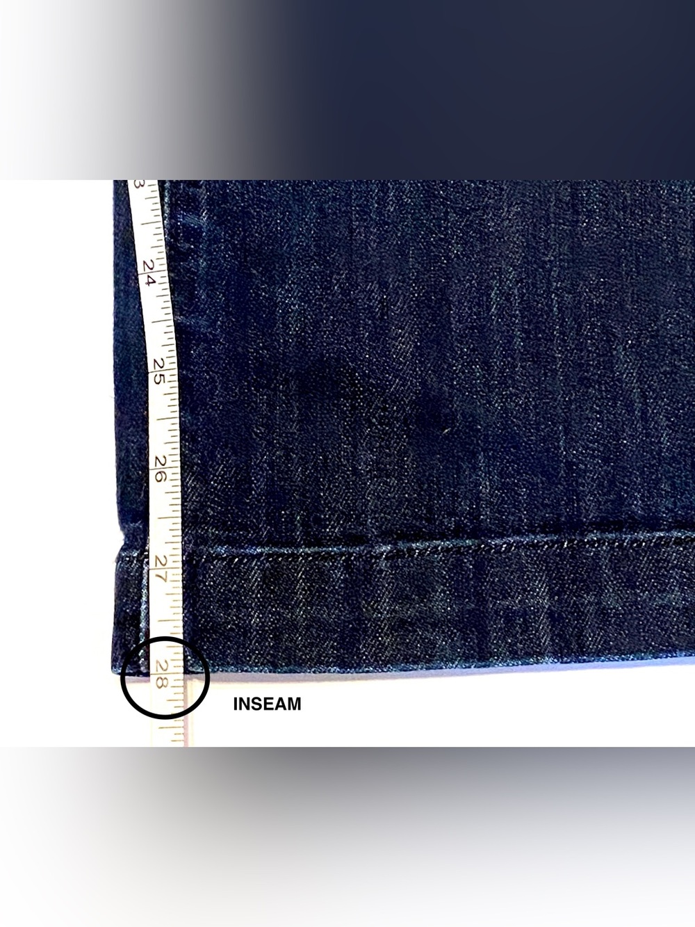 EDDIE BAUER-Size 12P-Curvy Trouser Dark Wash, Mid Rise,Flare Stretch Denim Jeans - Picture 8 of 12